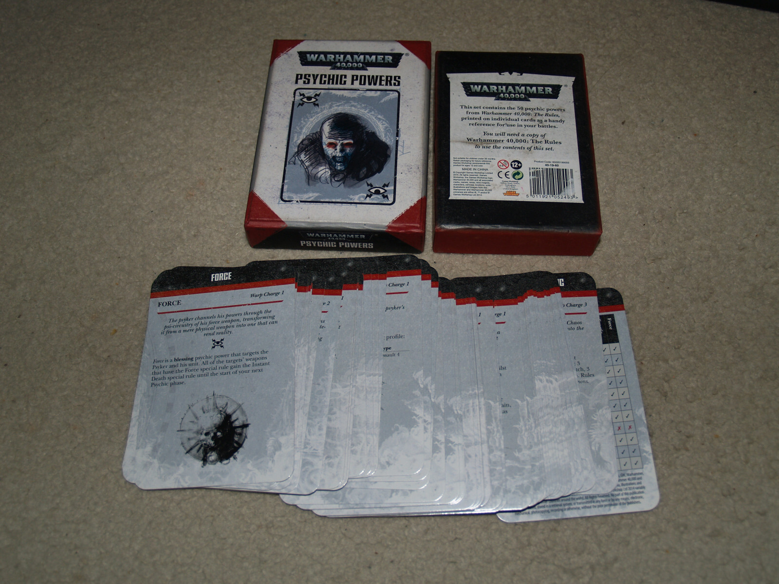 Warhammer 40k Psychic Powers Cards 50 Card Set 2014 Games Workshop