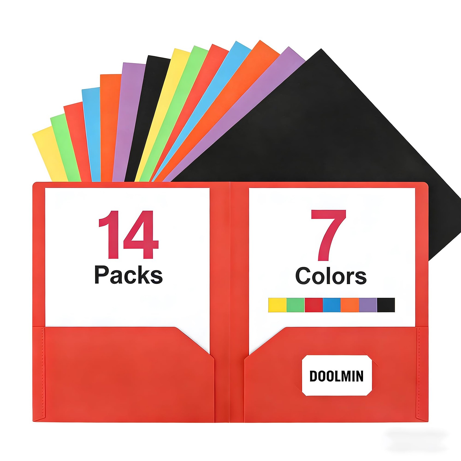 14 Packs 2 Pocket Plastic Folders, Multicolor Files Two-Pocket Poly Folders i...