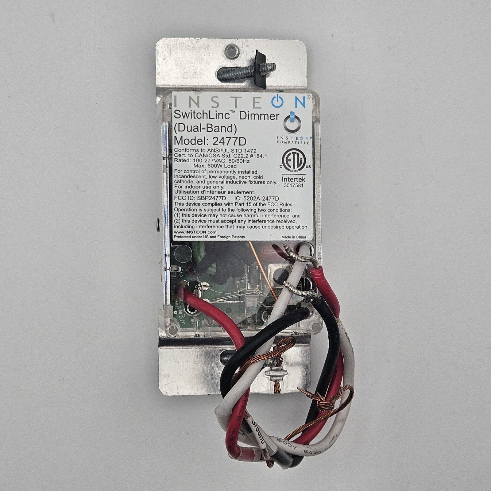 INSTEON DIMMER SWITCH 2477D 600W Dual Band Remote Control Light Switch White