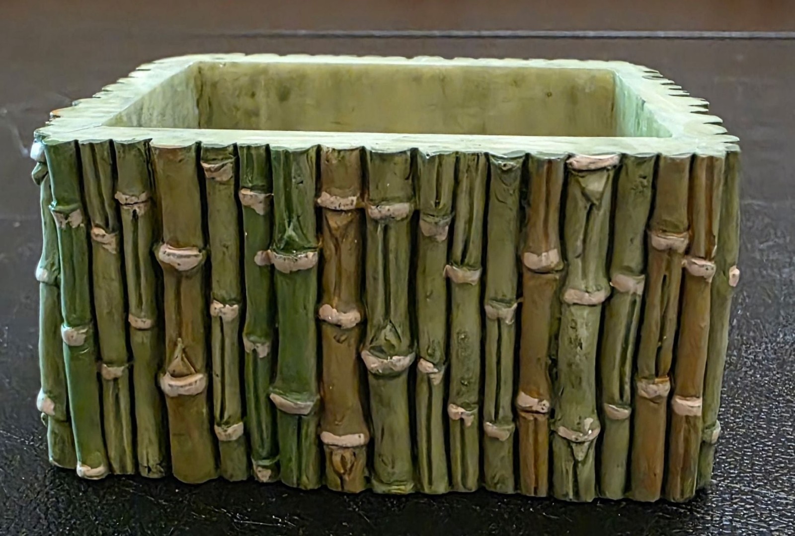 Vintage Ceramic Faux Bamboo Rectangular Small Planter