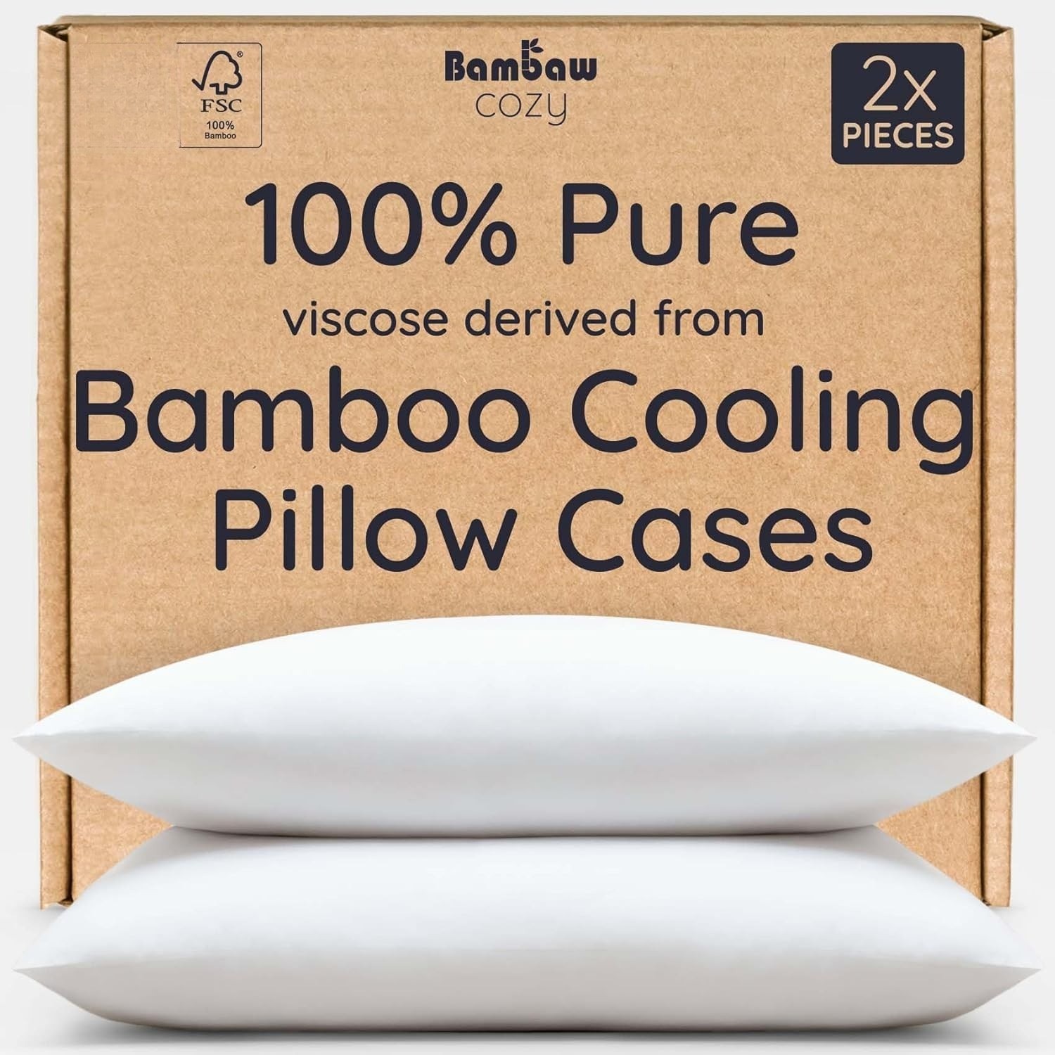 100% Viscose Derived from Bamboo Pillowcase Standard Size