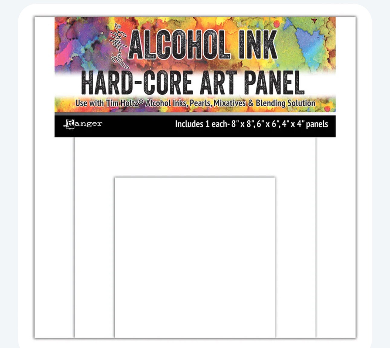 4 Tim Holtz Ranger Alcohol Ink Hard Core Art Panels 4"X4"  6"X6" 8"X8" Set of 2