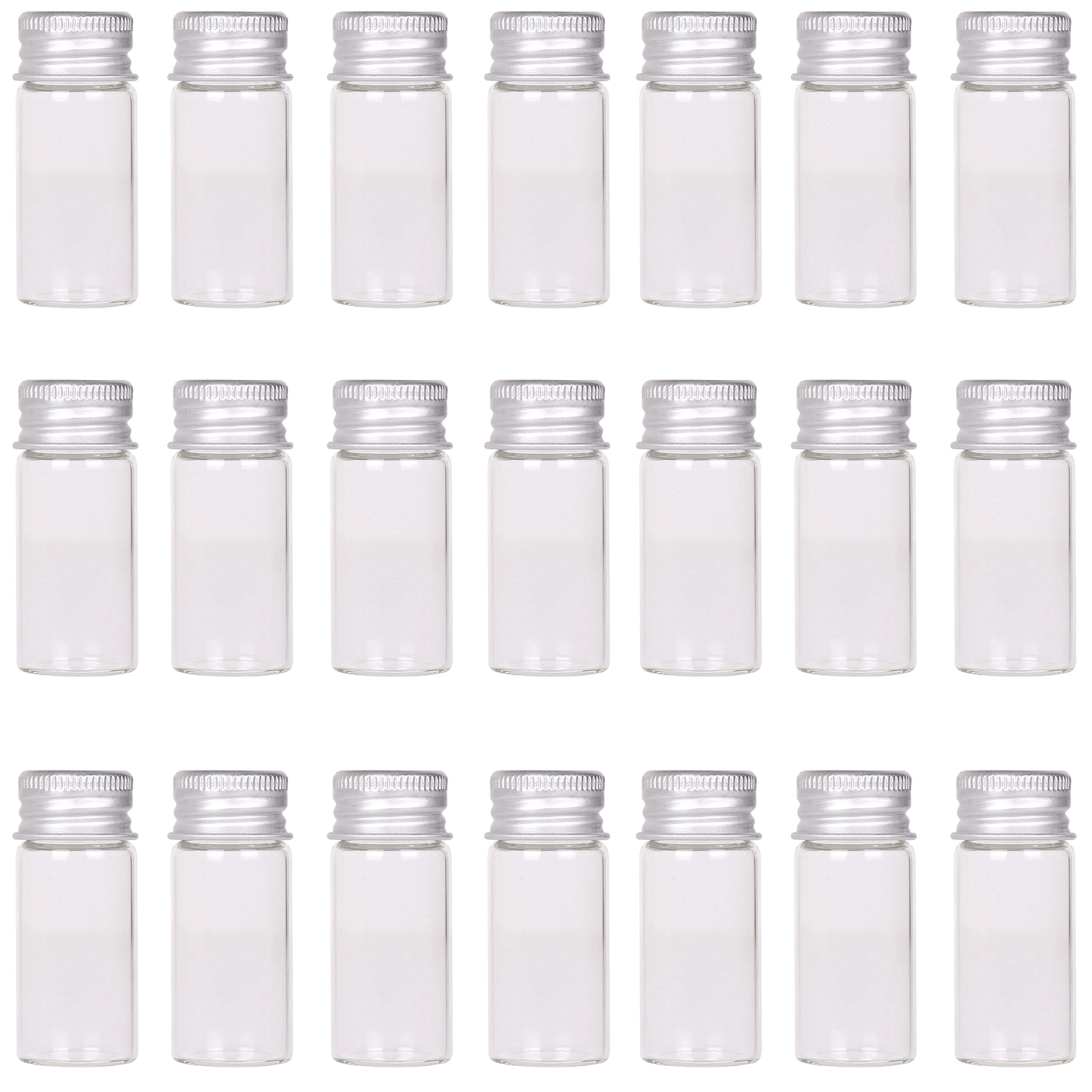 24 Pack 10ml Glass Vials Small Bottles Tiny Jars with Aluminum Screw Caps