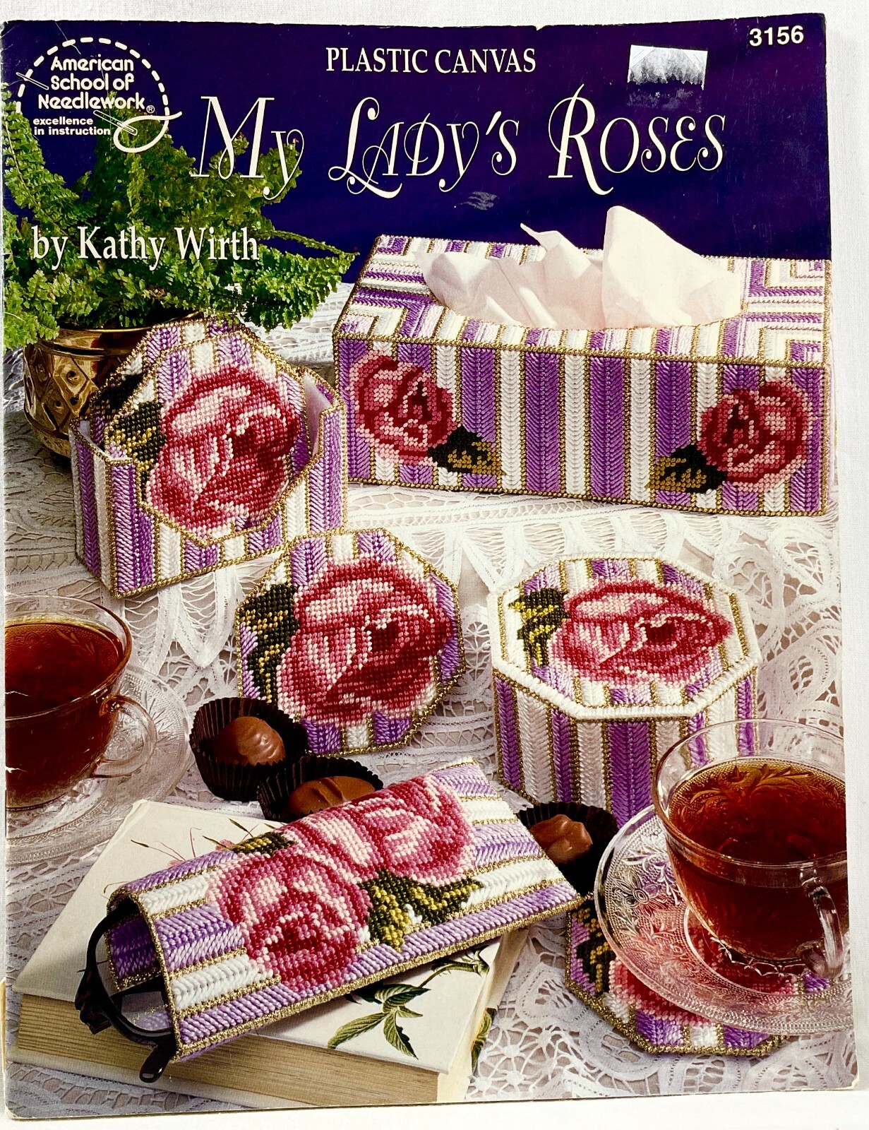 1995 ASN My Ladys Roses 3156 Plastic Canvas Pattern Book 8 Projects Vintag 13763