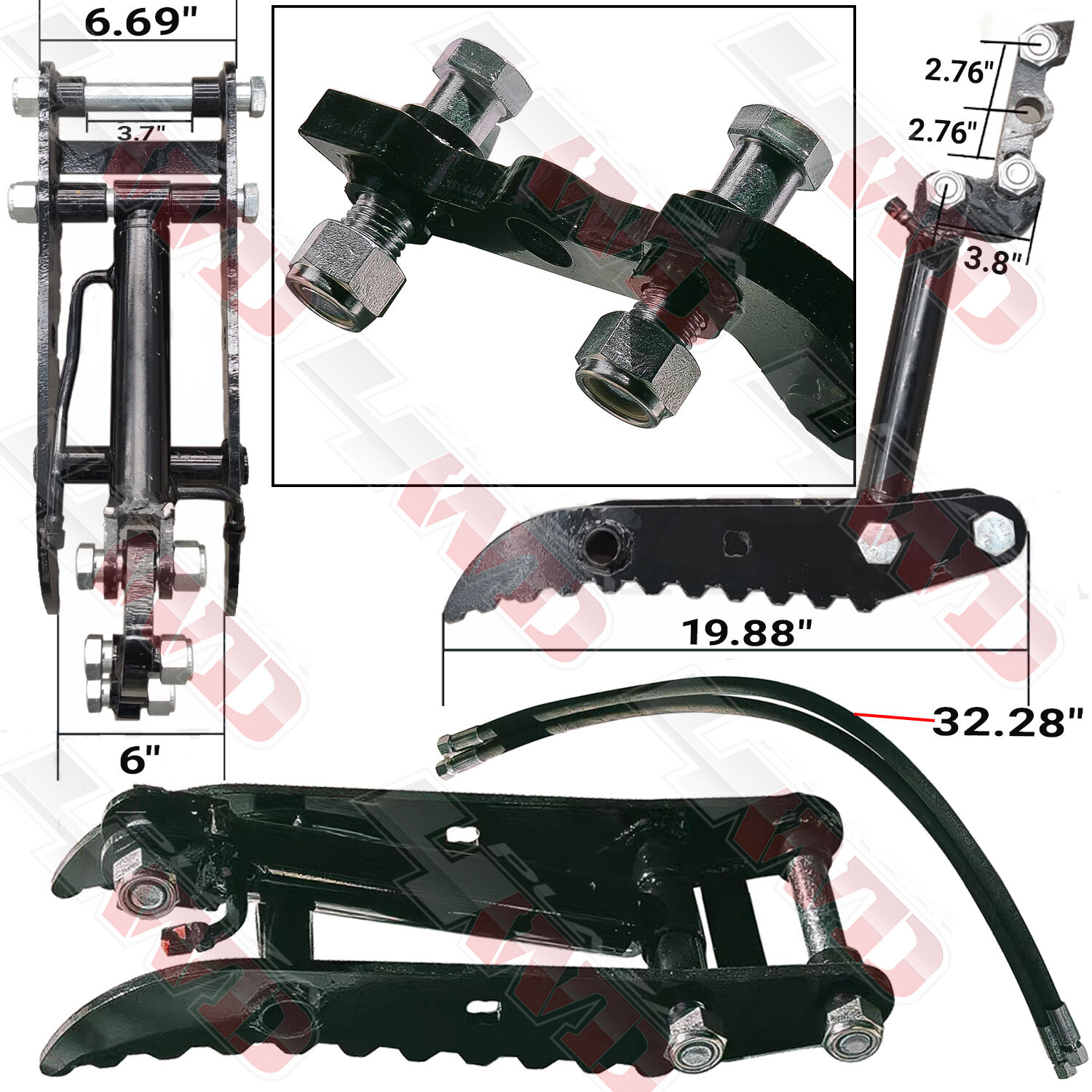 Steel Black Hydraulic Thumb Clip Kit Fit Mini Excavators Small Digger Attachment