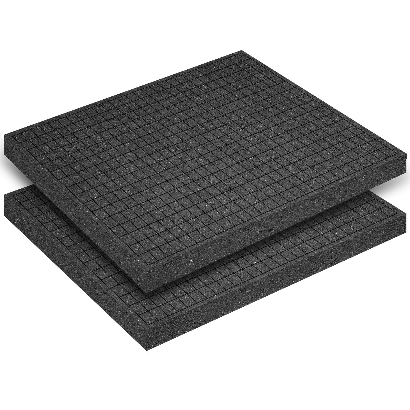 Polyurethane Foam Padding 2 PCS 16x12x1 Inch Black Pick and Pluck Sheet