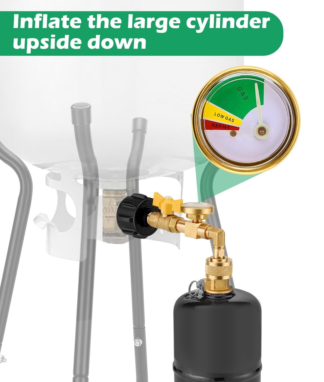 WADEO Propane Refill Adapter with Gauge and Valve for Fuel Keg 1lb Propane Tanks