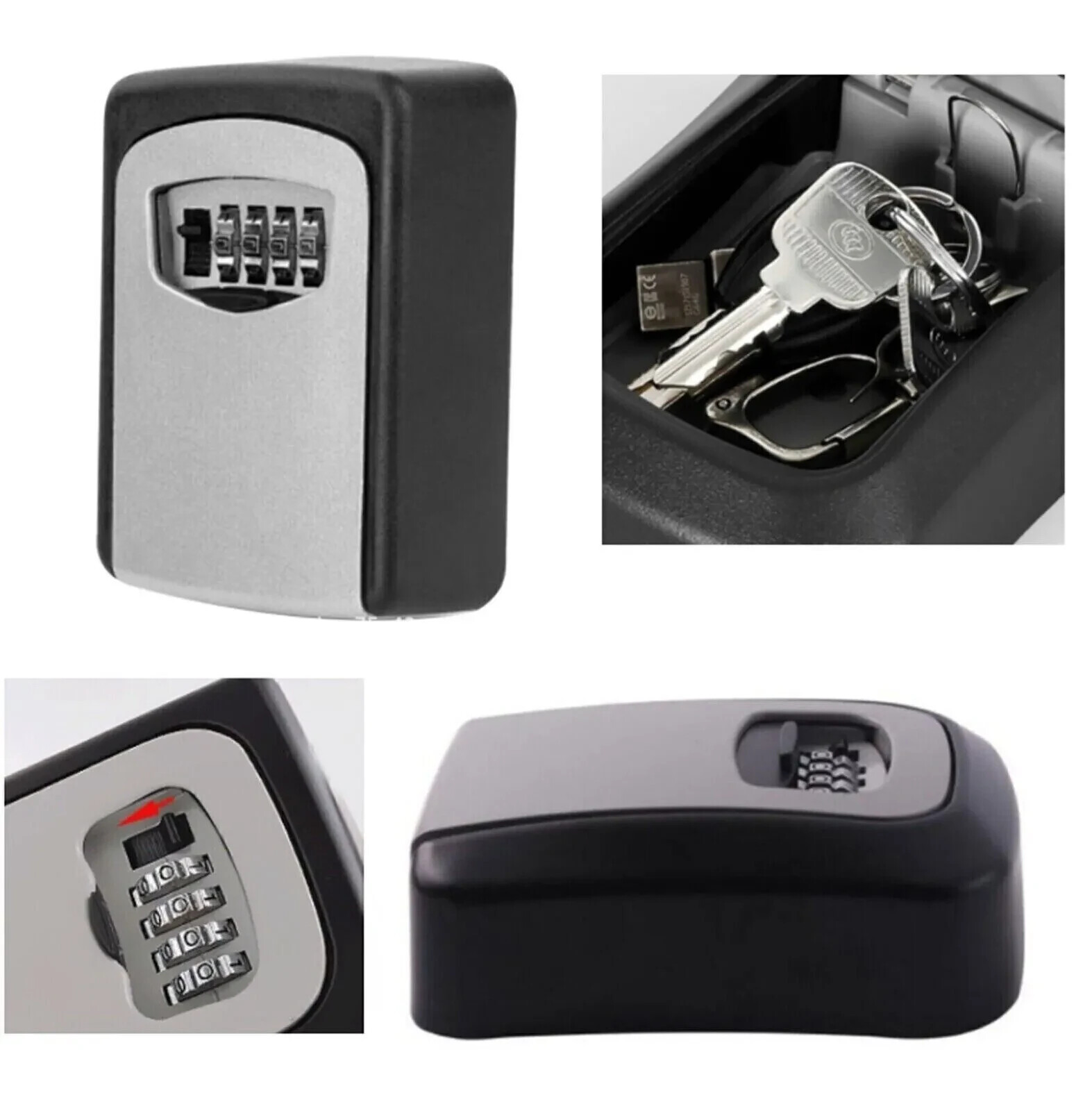 Key Safe 4-Digit Combination Lock Box Wall Mount Storage Safe Security Outdoor