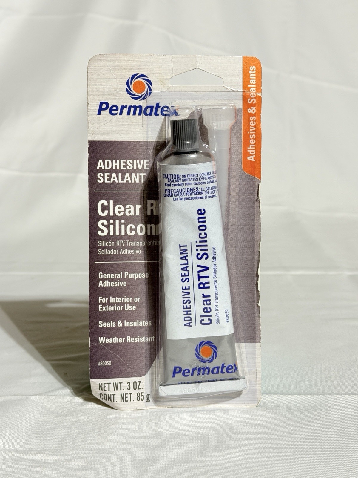 Permatex 80050 Clear RTV Silicone Adhesive Sealant, 3 oz