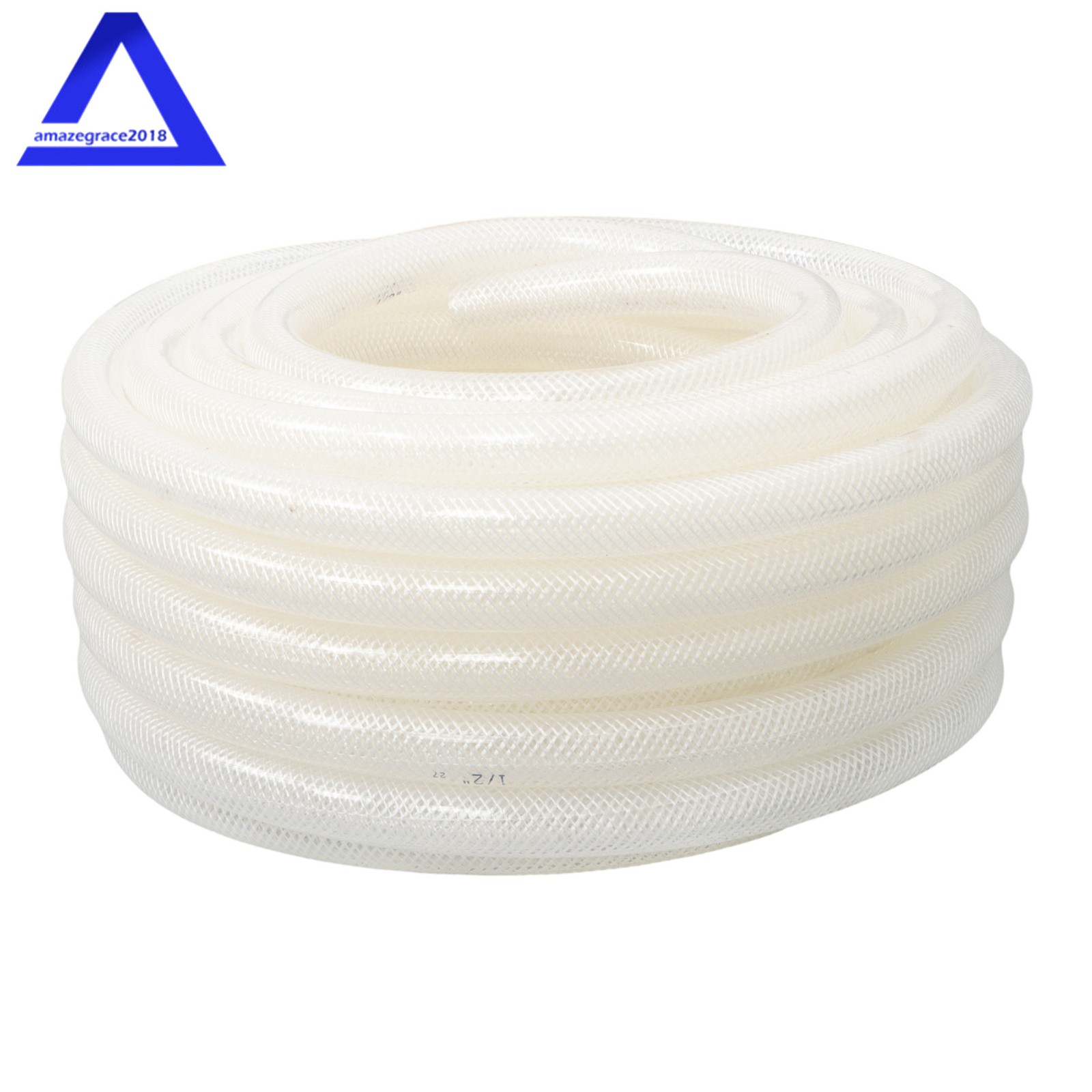 1/2’’ ID × 3/4’’ OD - 50 ft Braided Clear PVC Tubing, Working Pressure 15 Bar