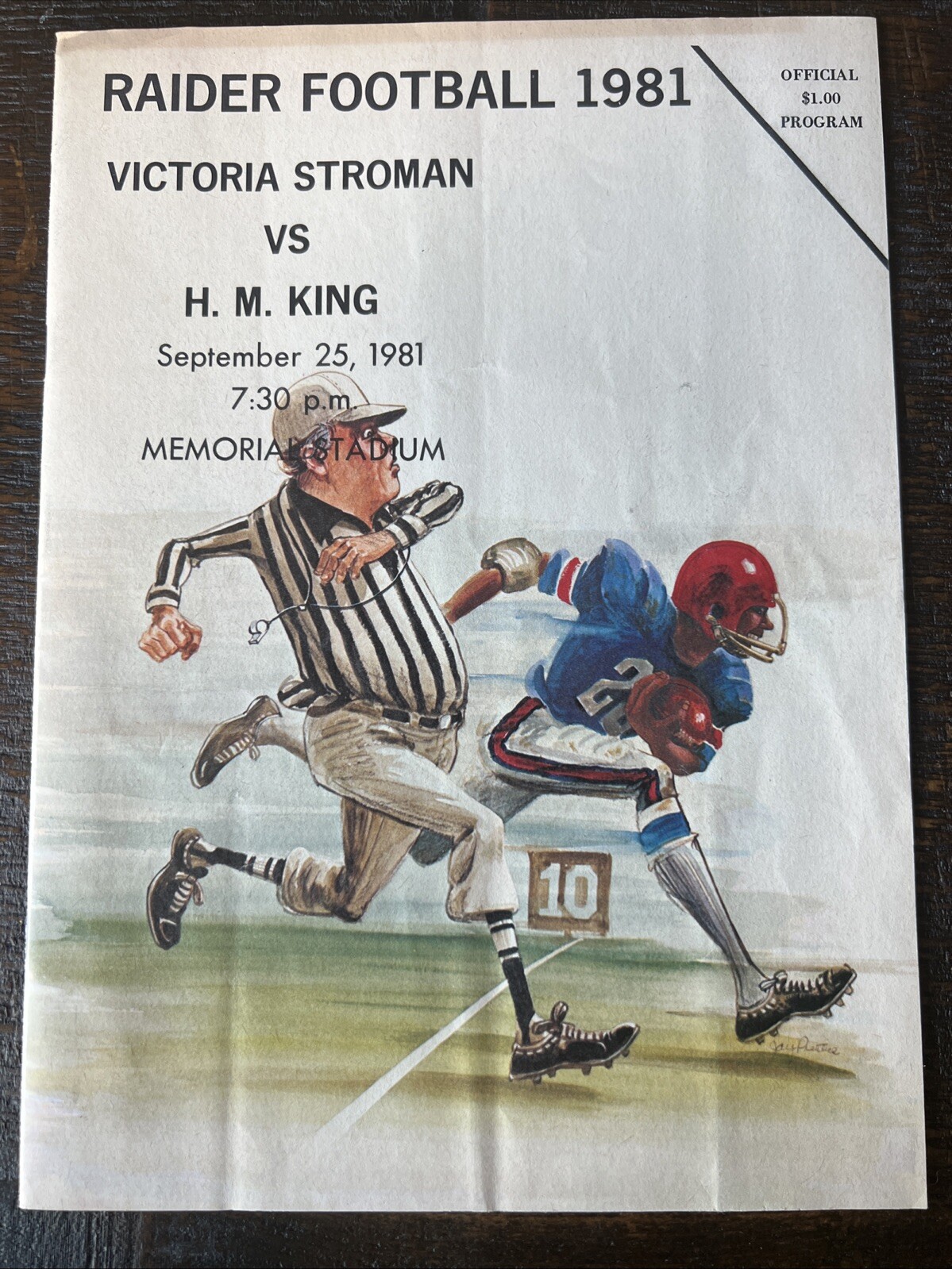 1981 Victoria Stroman Raiders vs. Corpus Christi King Football Program 16 Pages