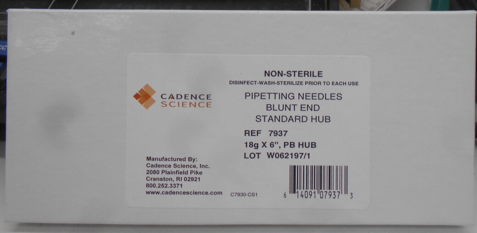 CADENCE SCIENCE REF 7937 18G x 6", PB HUB PIPETTING NEEDLES BLUNT END -Box of 11