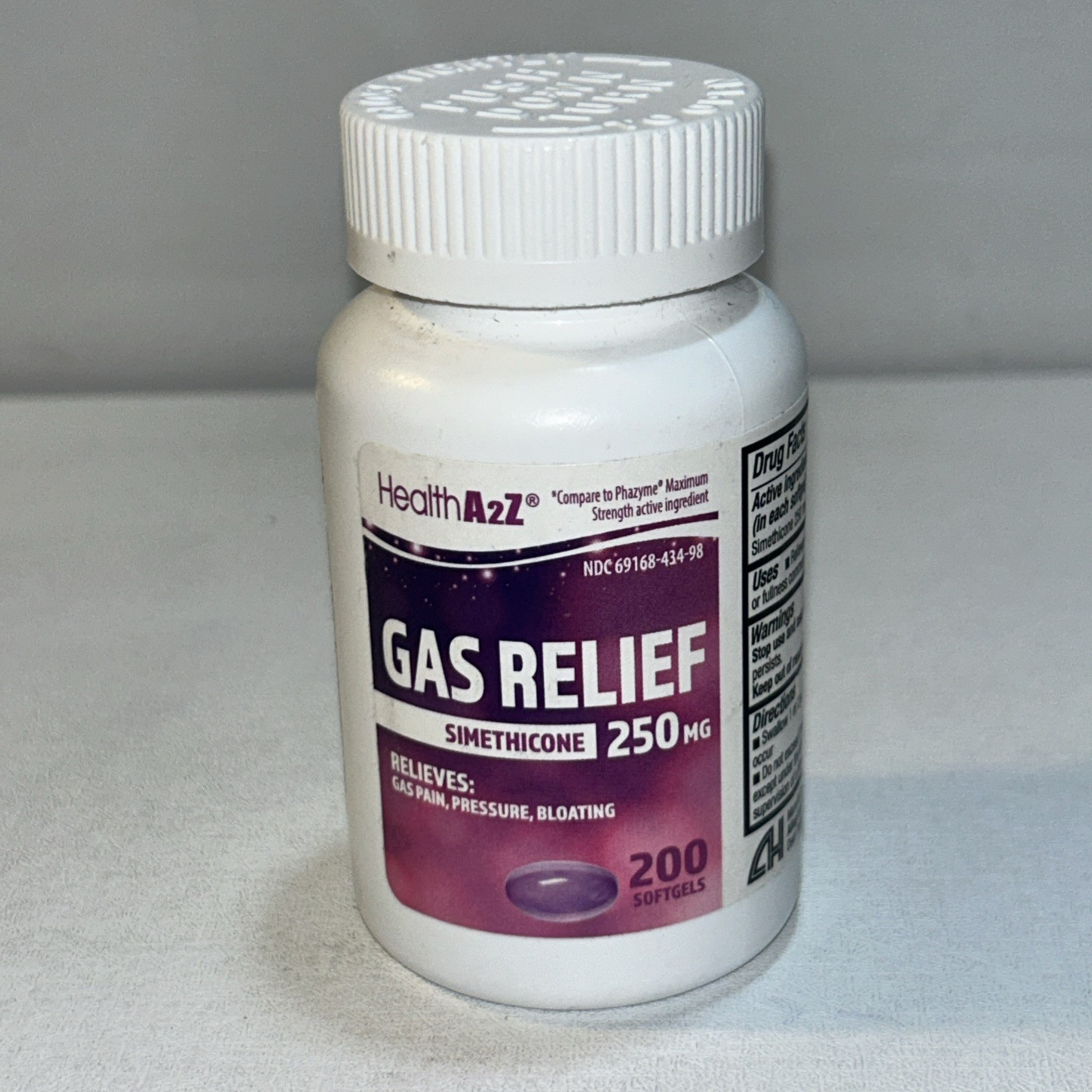 Health A2Z Simethicone Gas Relief 250 mg 200 Softgels New