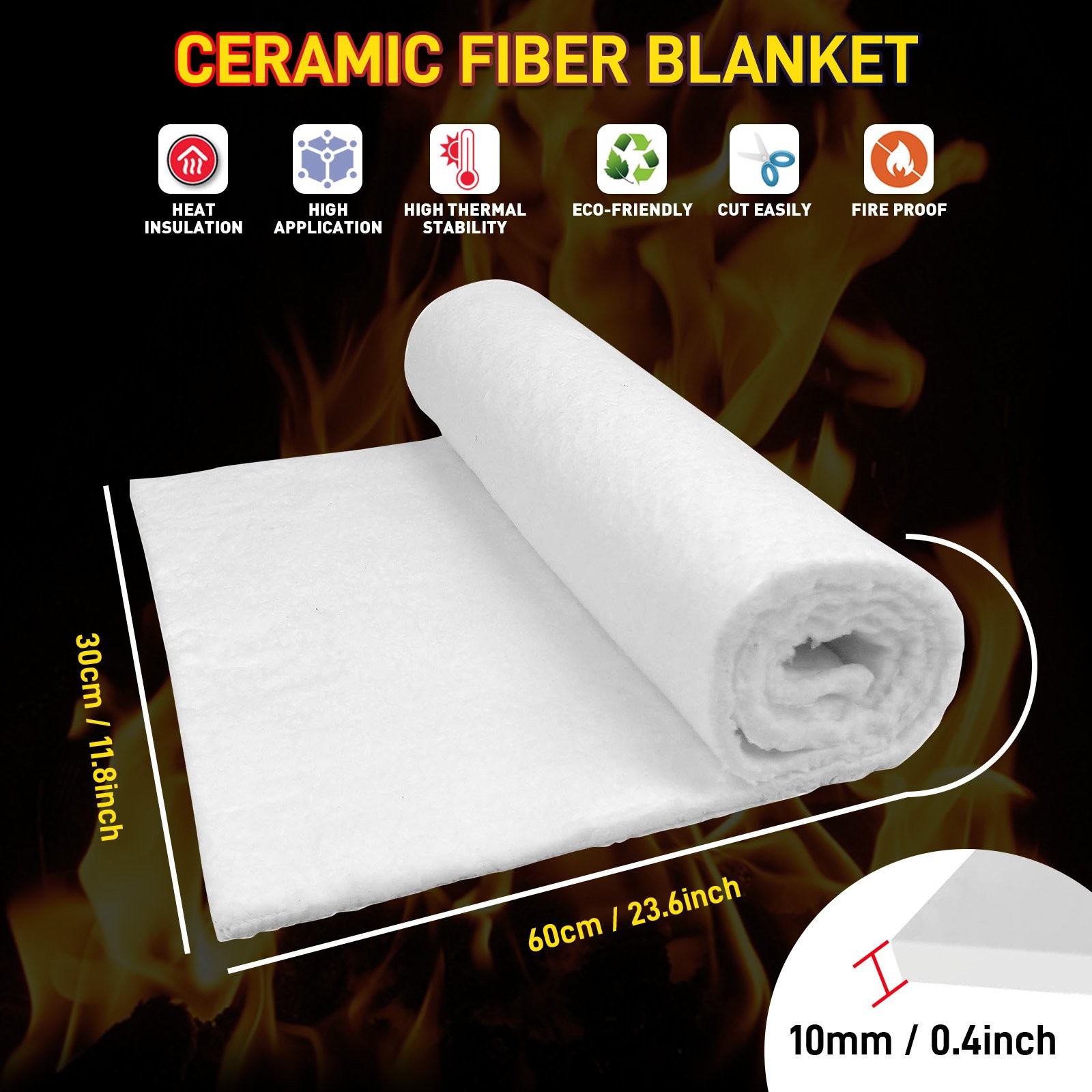 40cm×60cm Ceramic Fiber Fireproof Insulation Blanket For Multiple Uses New