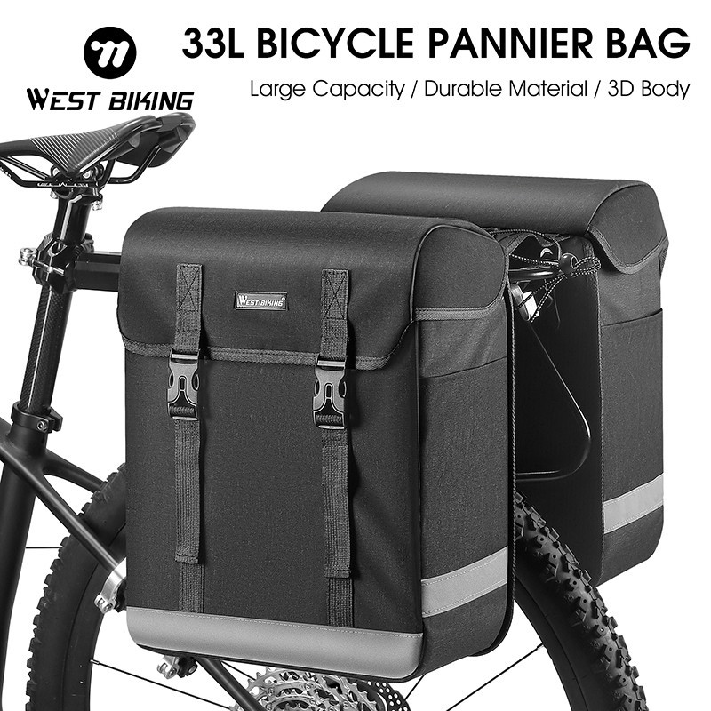 WEST BIKING Bicycle Rear Carrier Bag Waterproof MTB Bike Double Pannier Set 33L