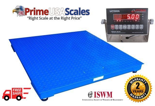 Optima Floor Scale 5x7 20,000 lb Pallet Scale Heavy Duty Steel with Indicator