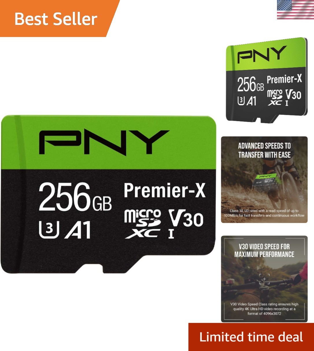 Premier-X 256GB Class 10 microSDXC Card - Fast 100MB/s Transfer Speed