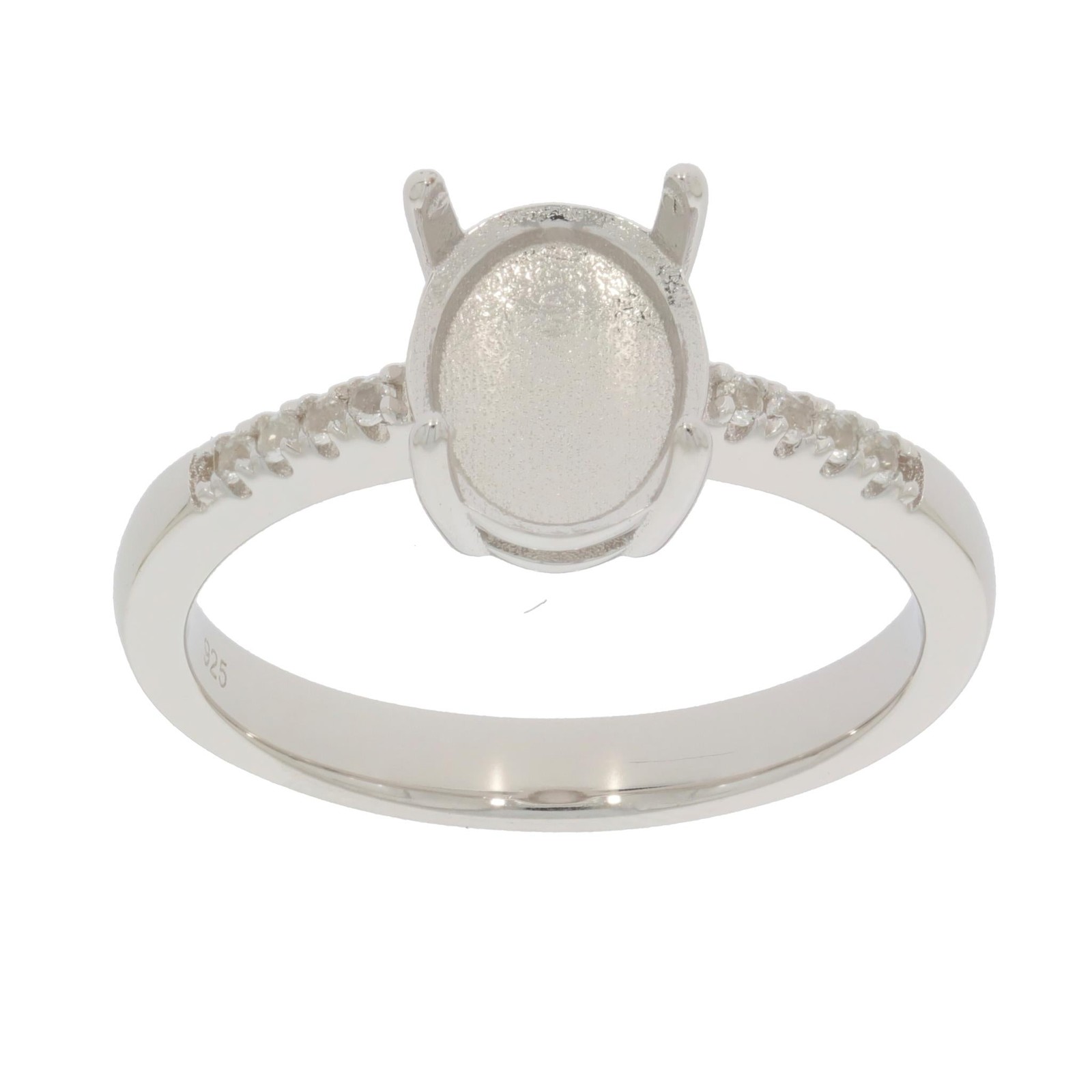 Sterling Silver Semi Mount Ring Setting Oval OV 9x7mm Cabochon