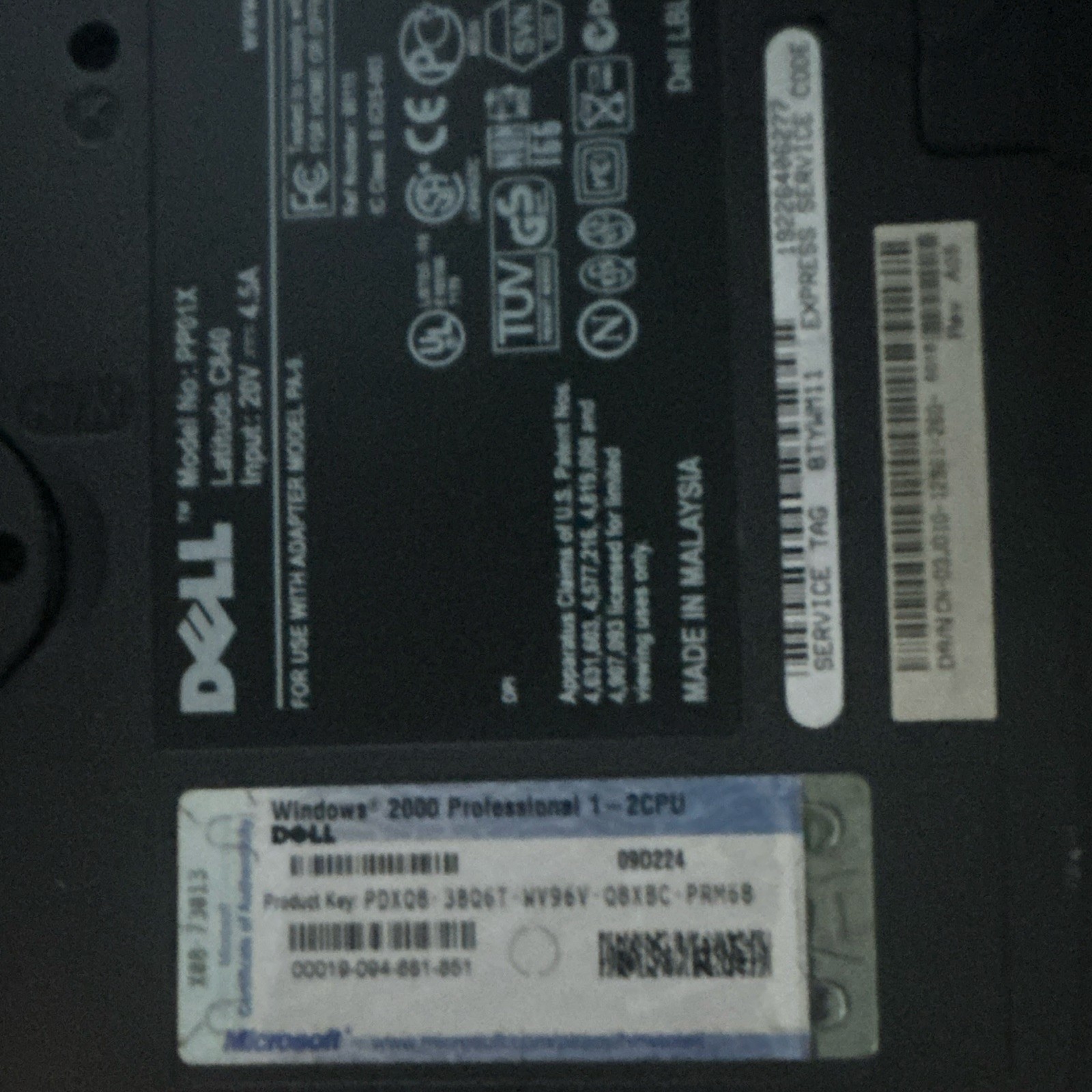 Dell latitude C840, windows xp, pentium4 processor, (missing a component or two)