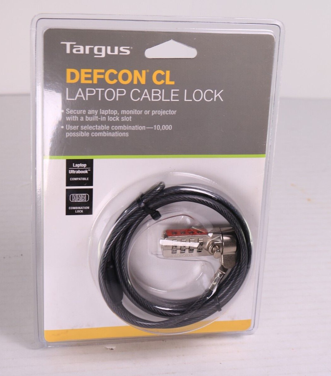 Targus DEFCON CL Laptop Computer Cable Lock - Resettable 4 Digit-Code, Galvanize
