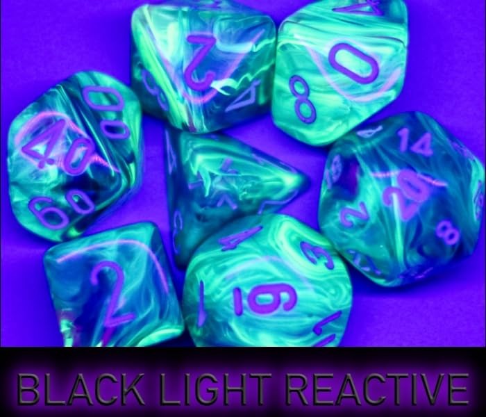 7-Piece Dice Set Mega: Frosted Waterlily/wh - Chessex