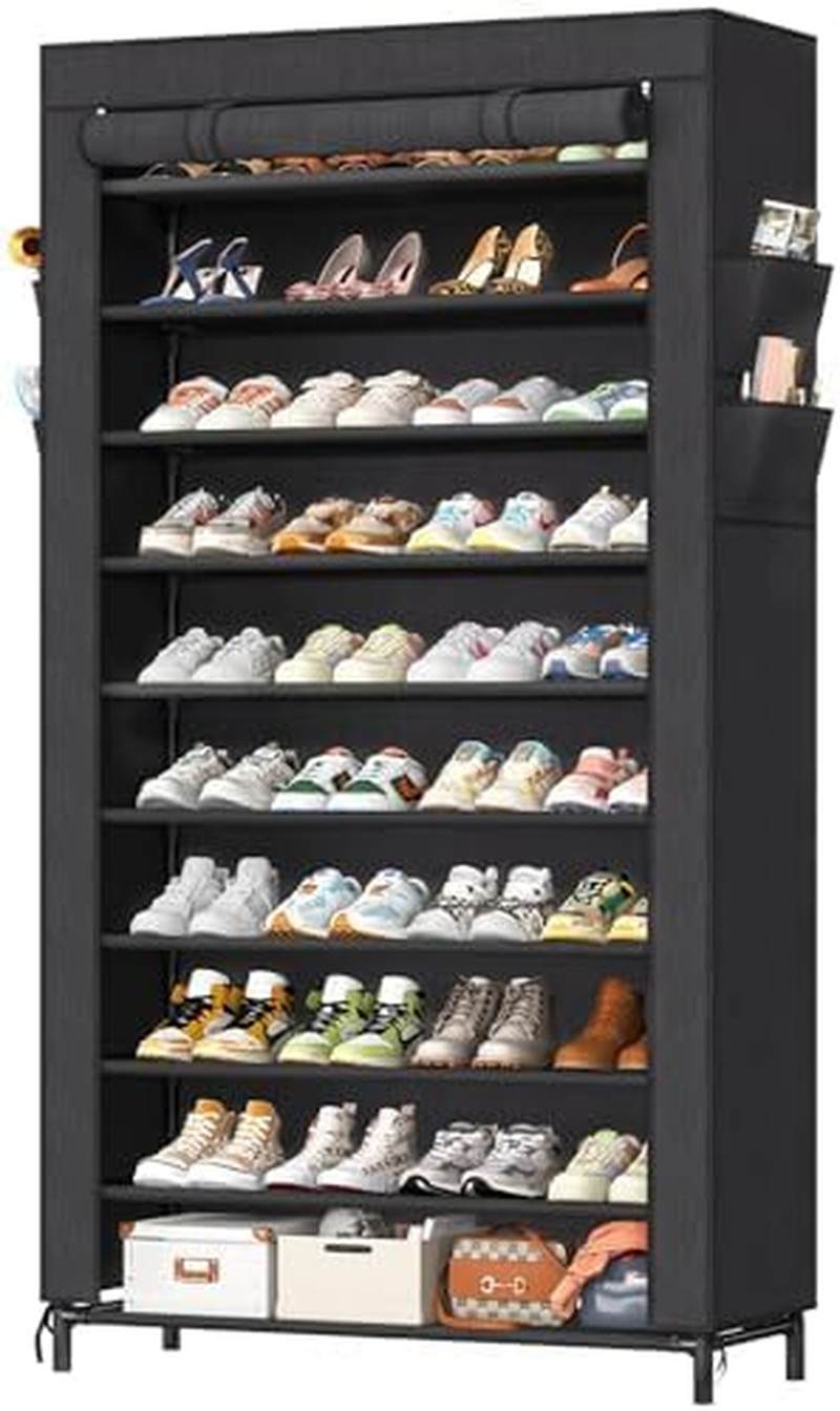 Zapatera alta 10 niveles 40 pares con funda grande negra organizador closet