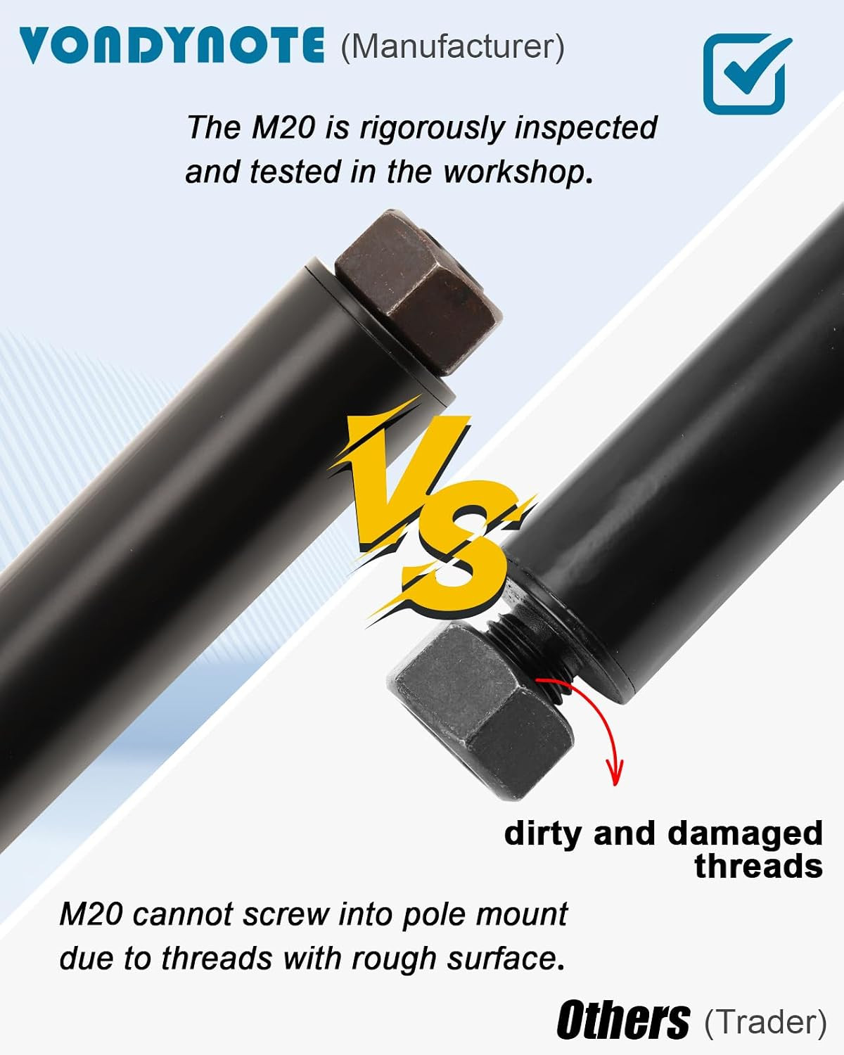 2 Pack Speaker Poles Subwoofer M20 Threaded 30"-48" Height Adjustable Pole 35mm