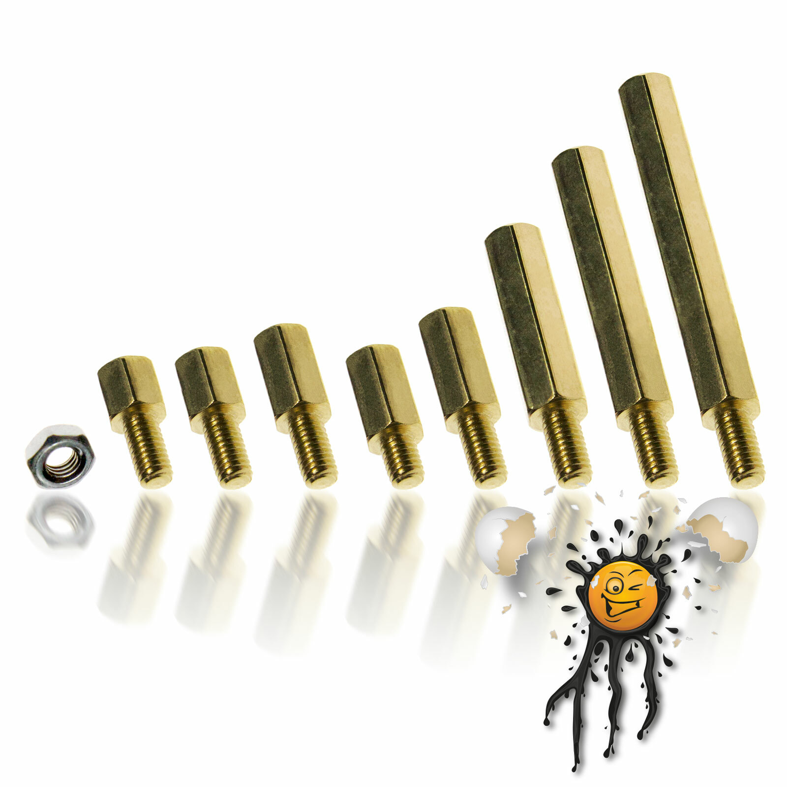 PCB Spacer Hex Bolt Standoff Brass M3 4-40mm + Nut/Groove Metal 8pcs