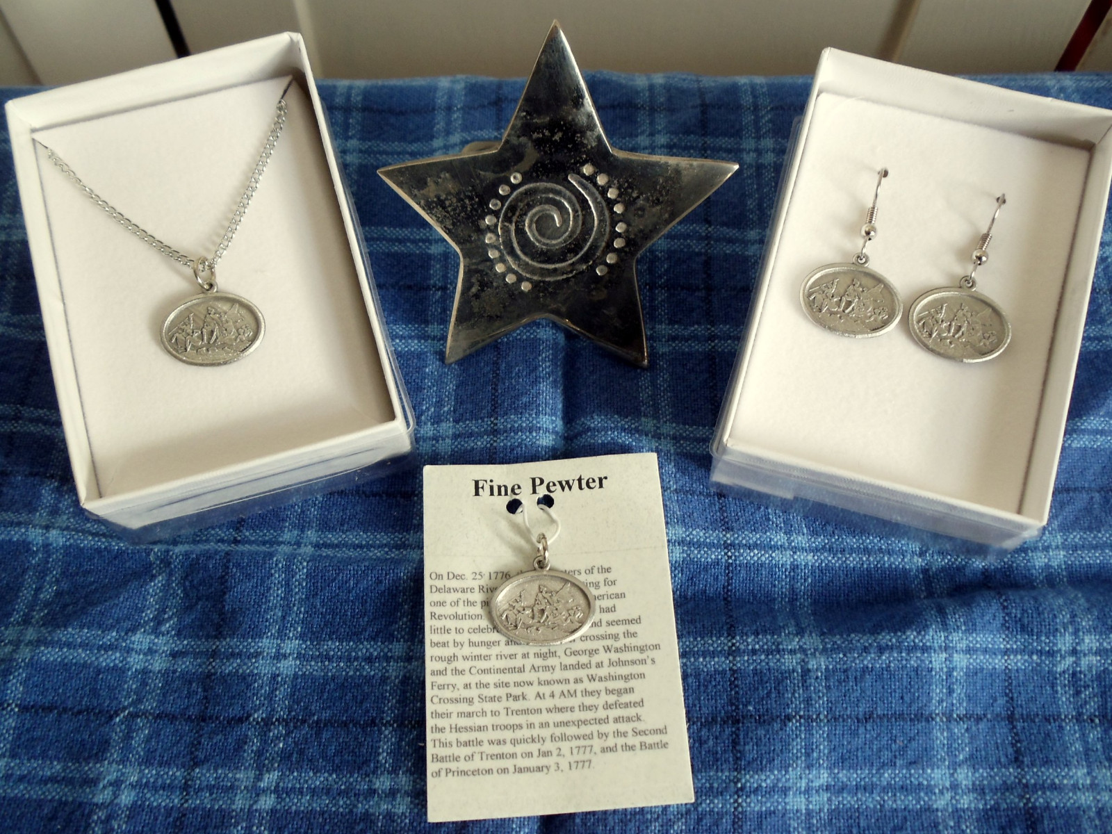 Washington Crossing the Delaware Revolutionary war Pewter EARRINGS