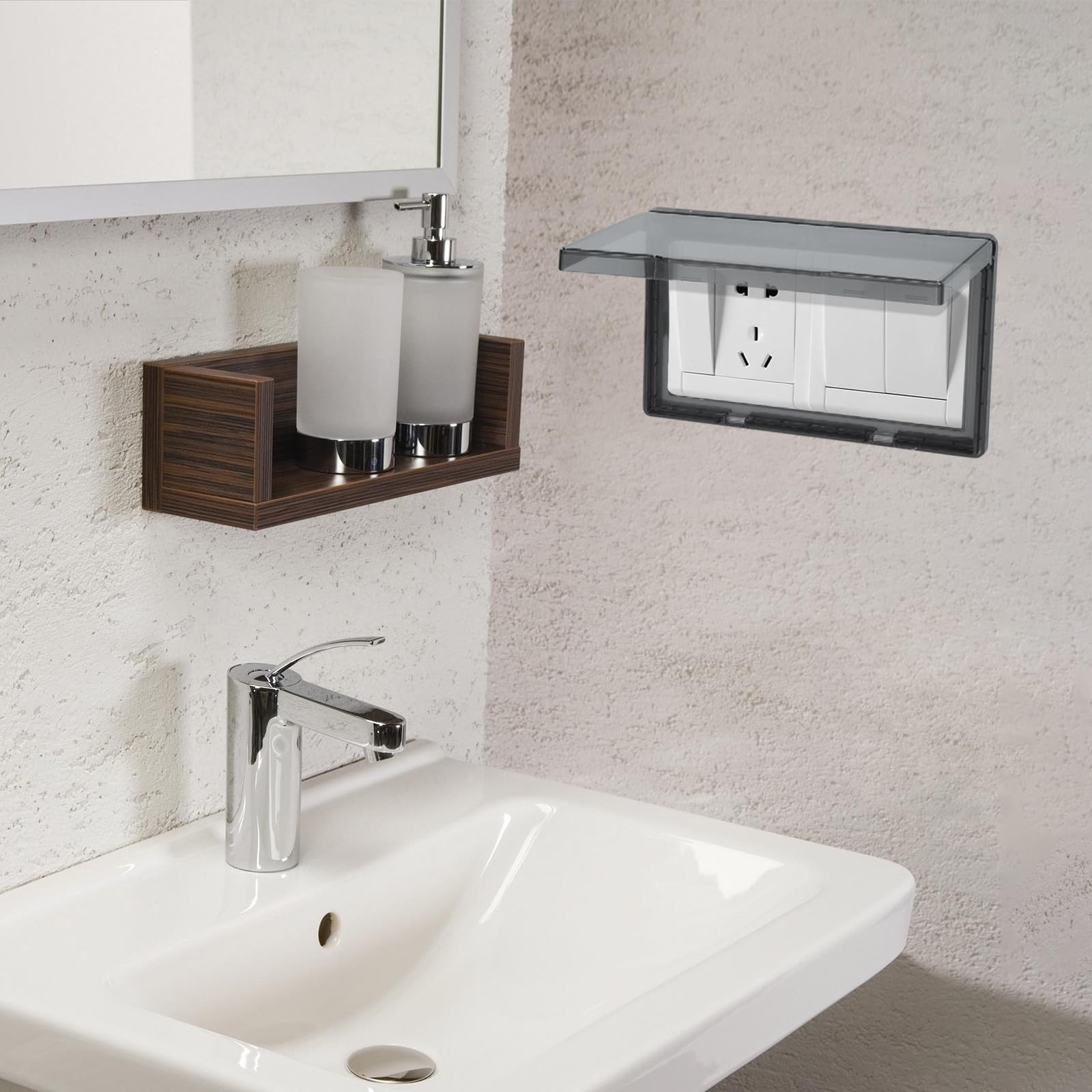 Waterproof Socket Outlet Cover Double Switch Protective Wall Plate, Ultra-Thi...