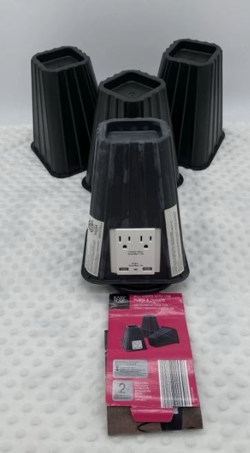 Easy Home Bed Risers with 2 USB Ports & 2 Power Outlets 7” Raise Creates Storage