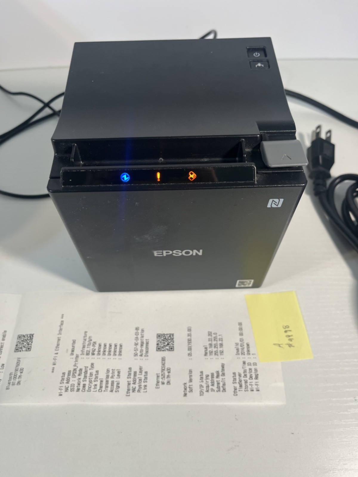 EPSON TMm30ii BLUETOOTH LAN Printer + Power Supply TESTED #a9998