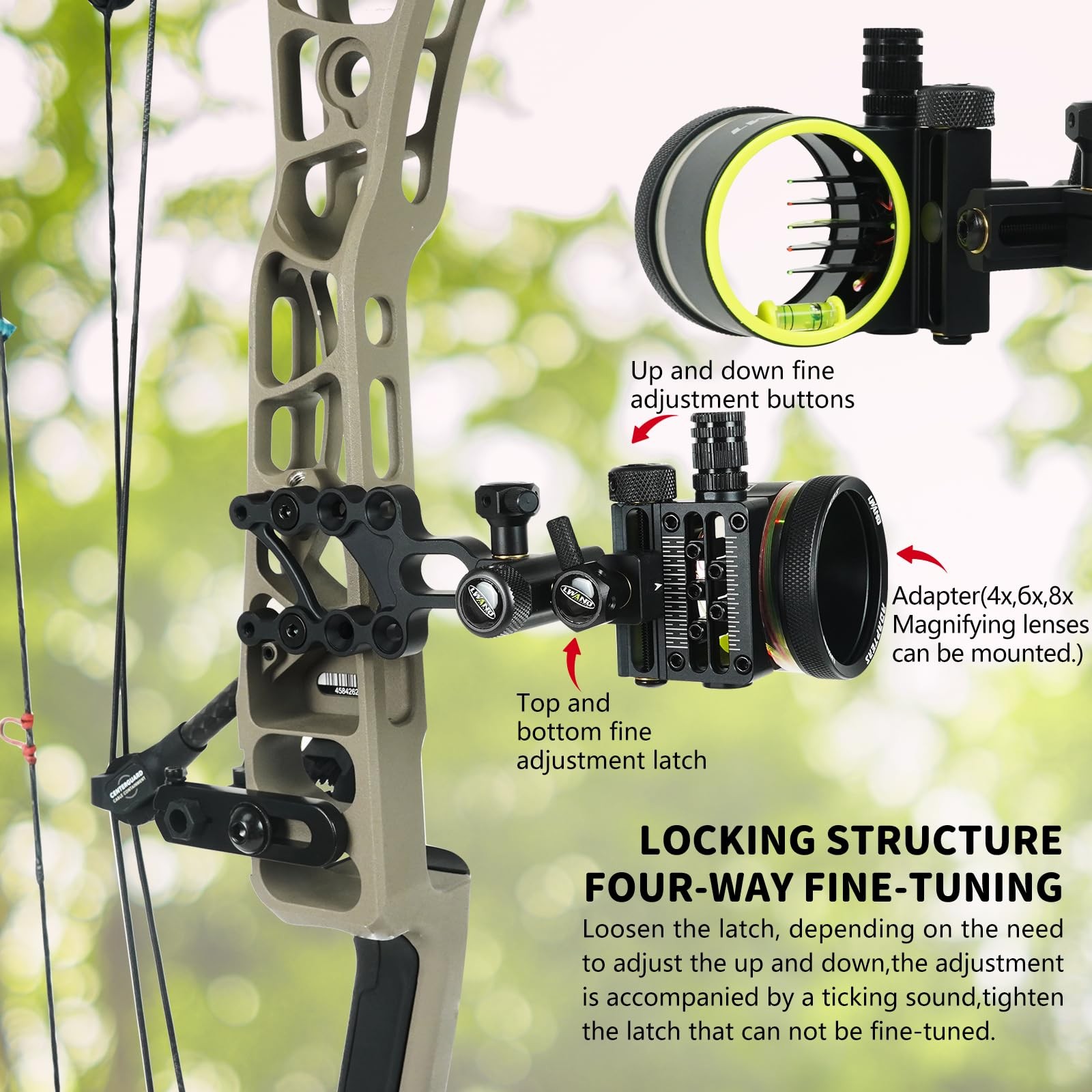 Compound Bow Sight Archery 5-Pin Short Bar - 0.019" -