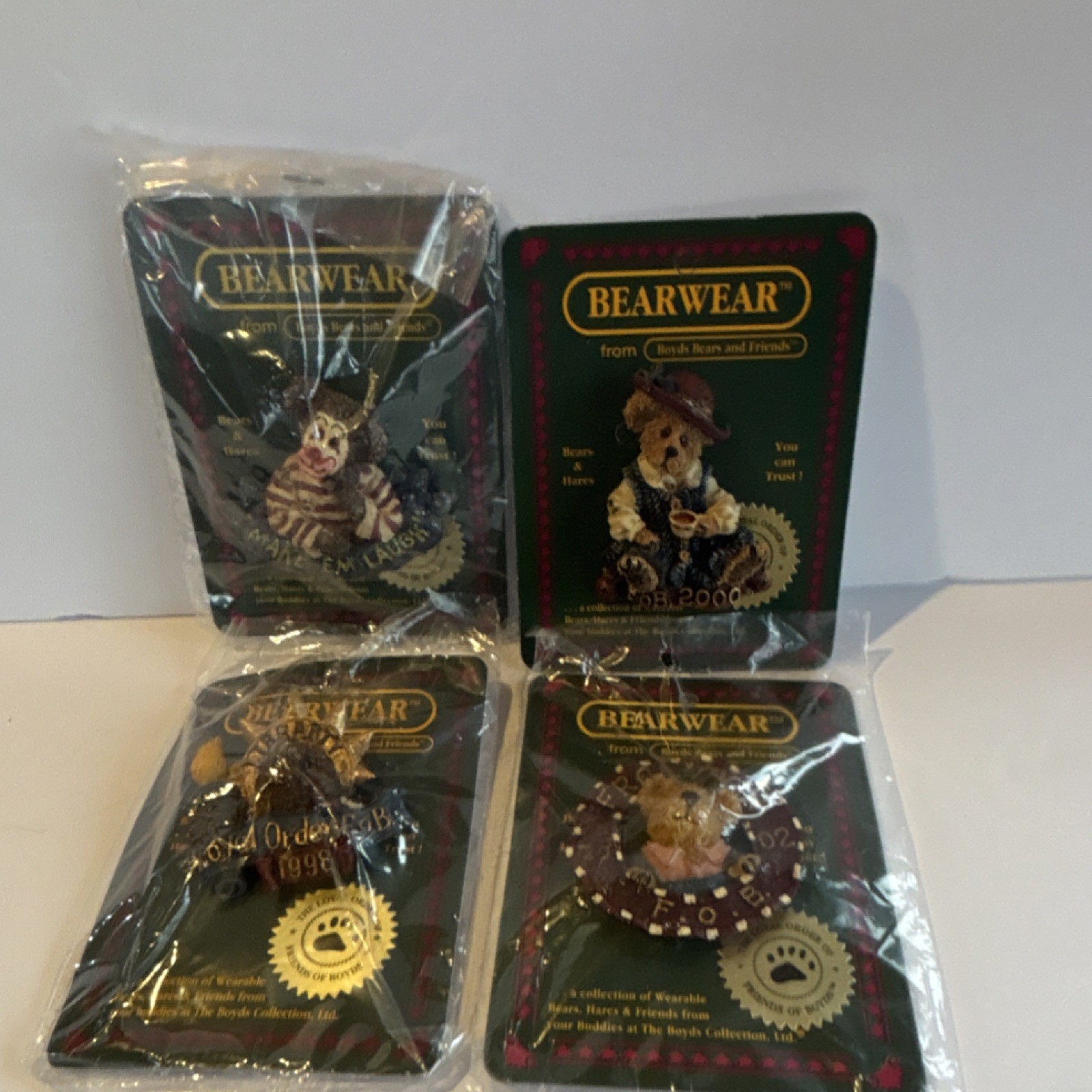 Lot of 4 Boyds Bears & Friends Gr Enamel Lapel Pin Set