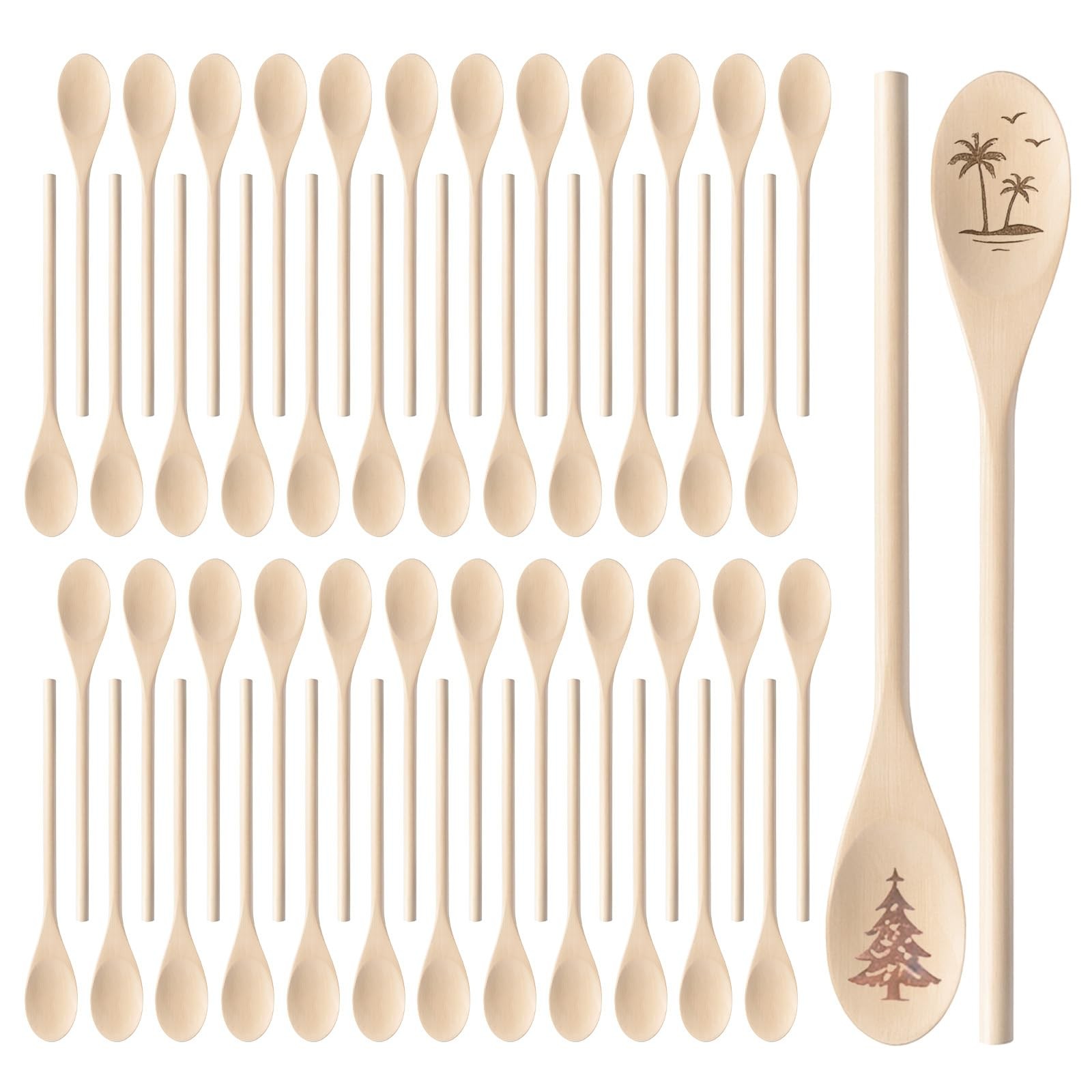 50 Pcs 12 Inch Long Handle Wooden Spoons, Wooden Decorative Spoon for Crafts,...