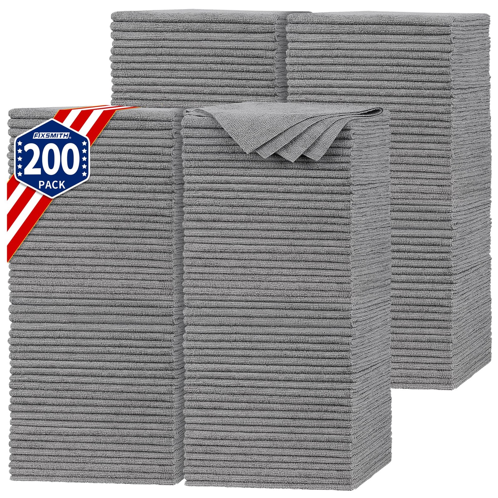 Shop Towels, Pack of 200, Grey Microfiber Cleaning Cloth Bulk, Microfiber Tow...