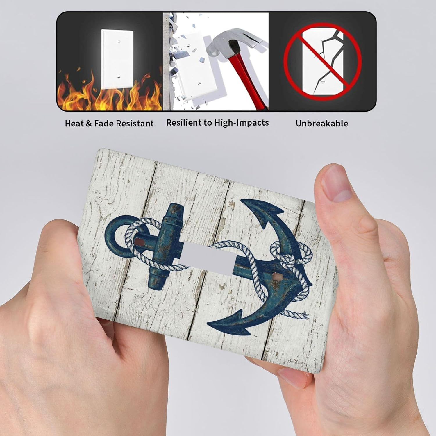 Nautical Anchor Rustic Single Toggle Wall Plate Decorative Light Switch Cover Pl