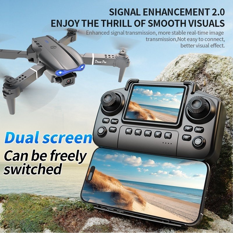 E99 Pro Drone With Dual Camera & Dual Battery Foldable RC Quadcopter For Beginne