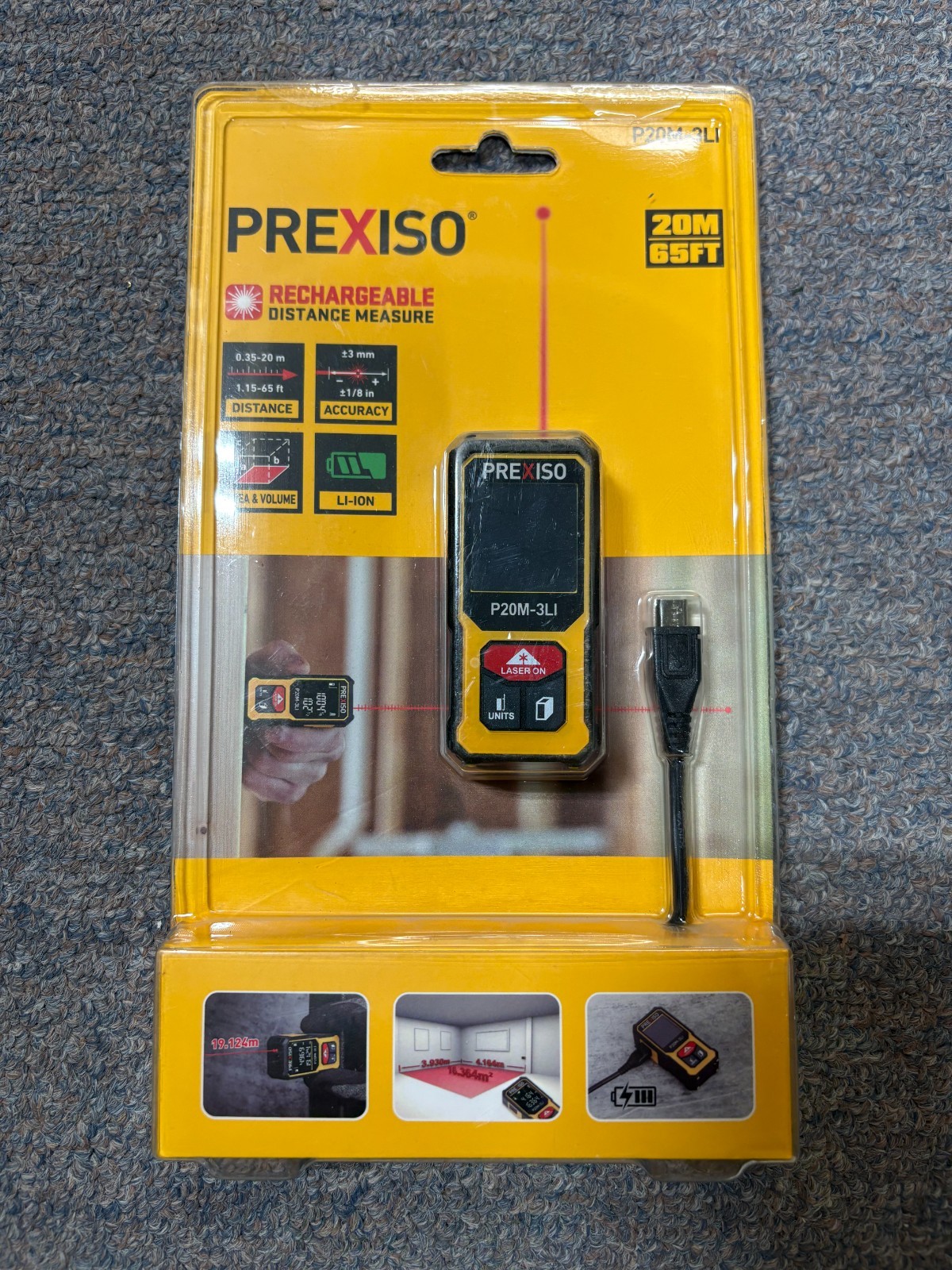 Brand New PREXISO P20M-3LI Laser Distance Meter Measure 65 Feet / 20 Meters