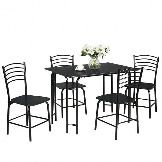 5 Pieces Wood Rectangular Dining Table Set