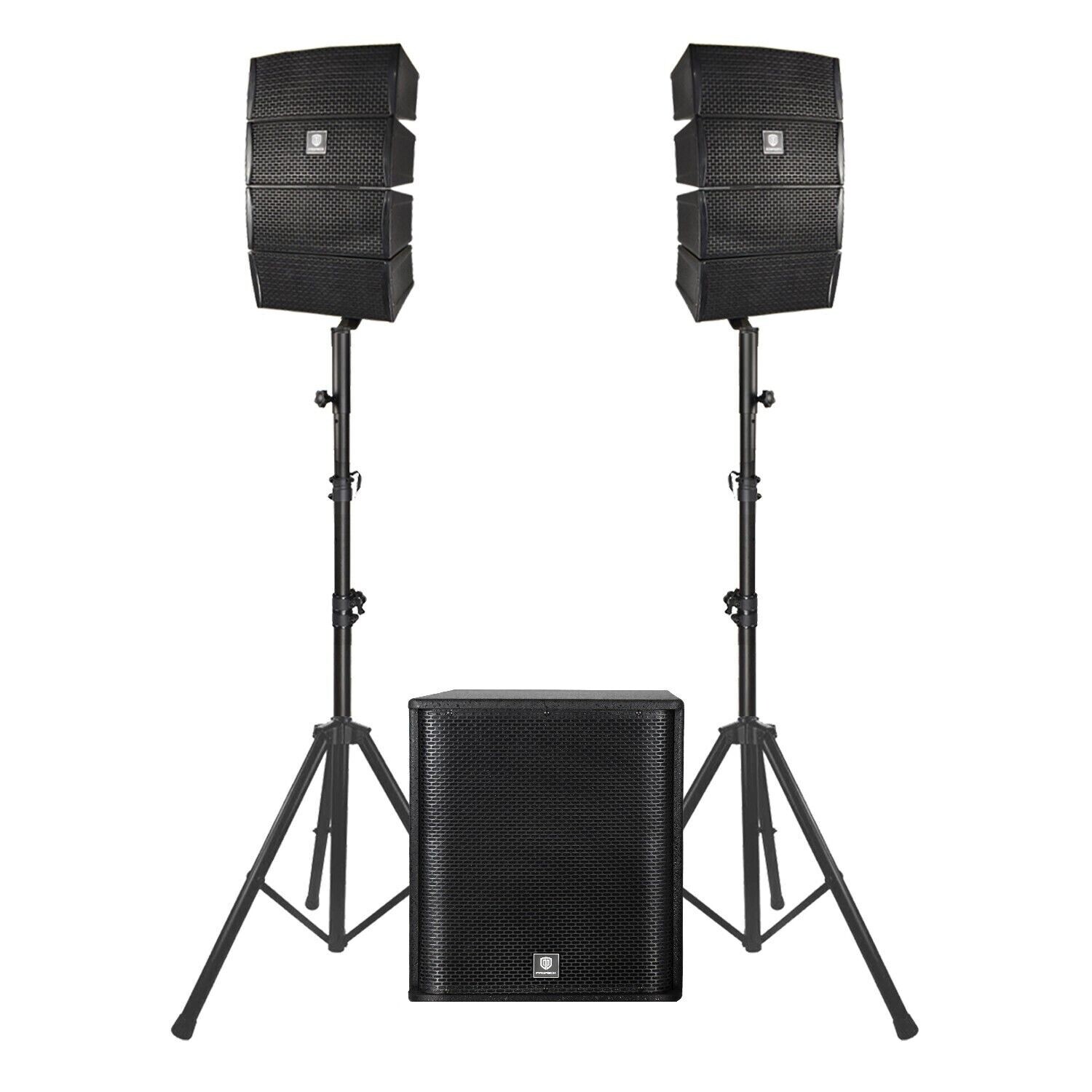 PRORECK CLUB 3500 Line Array PA System 15" DJ Subwoofer Speakers Combo 3000W