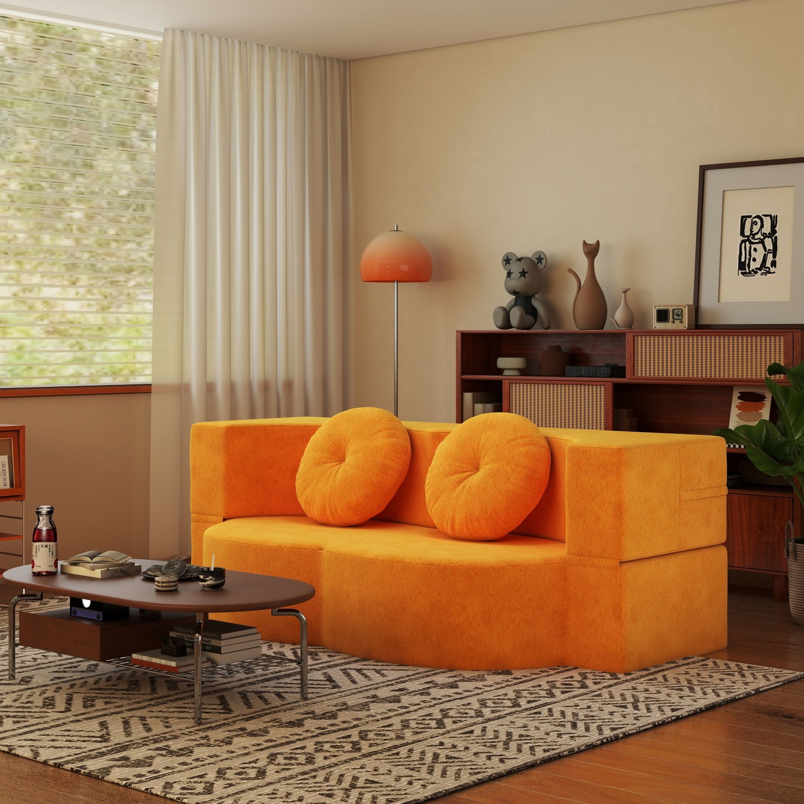 Folding Sofa Bed with Pillow,Twin Sleeper Sofa,Floor & Futon Loveseat Couch,Foam