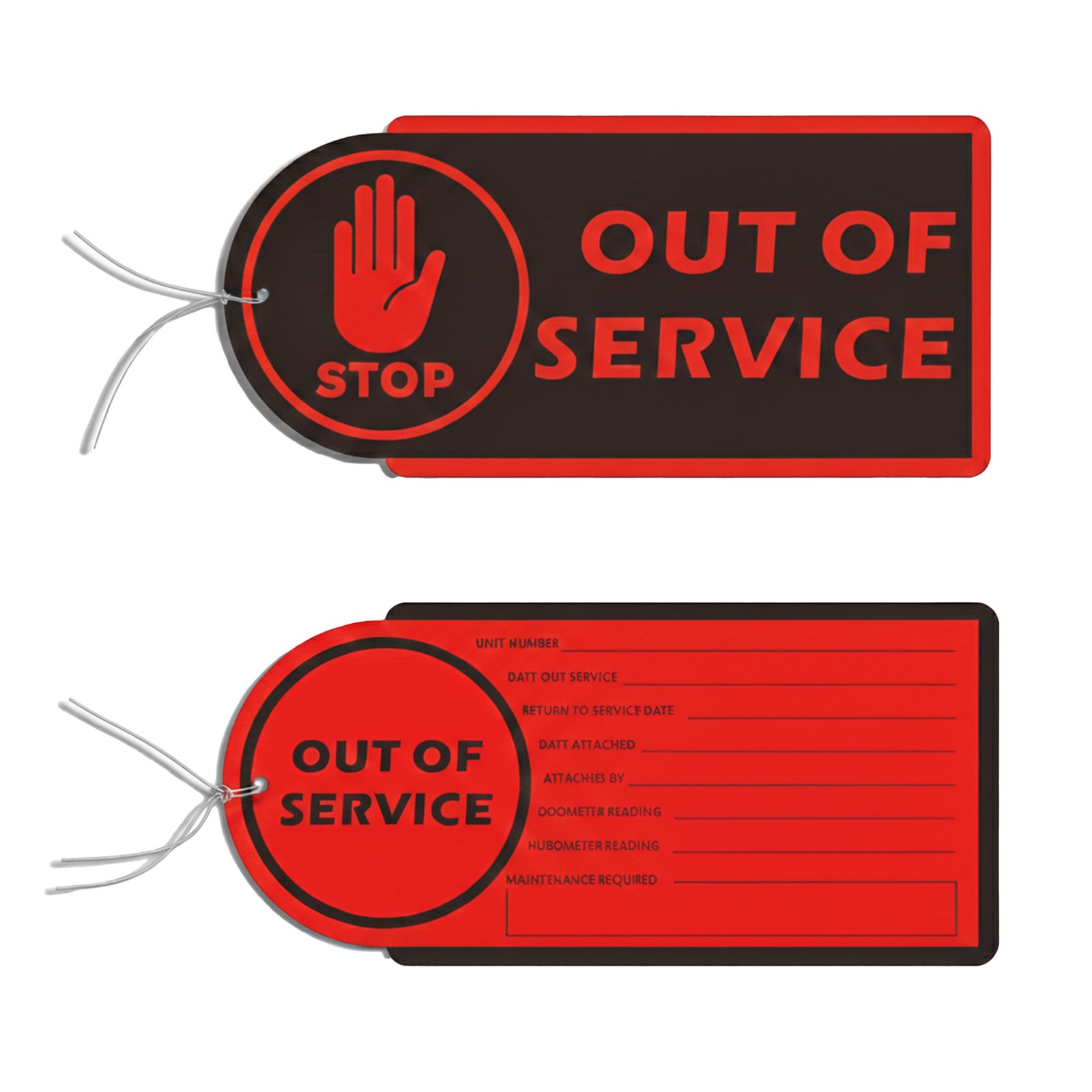 60 PCS Plastic Out Of Service Tags With Wire Red Equipment Repair Notice Tag