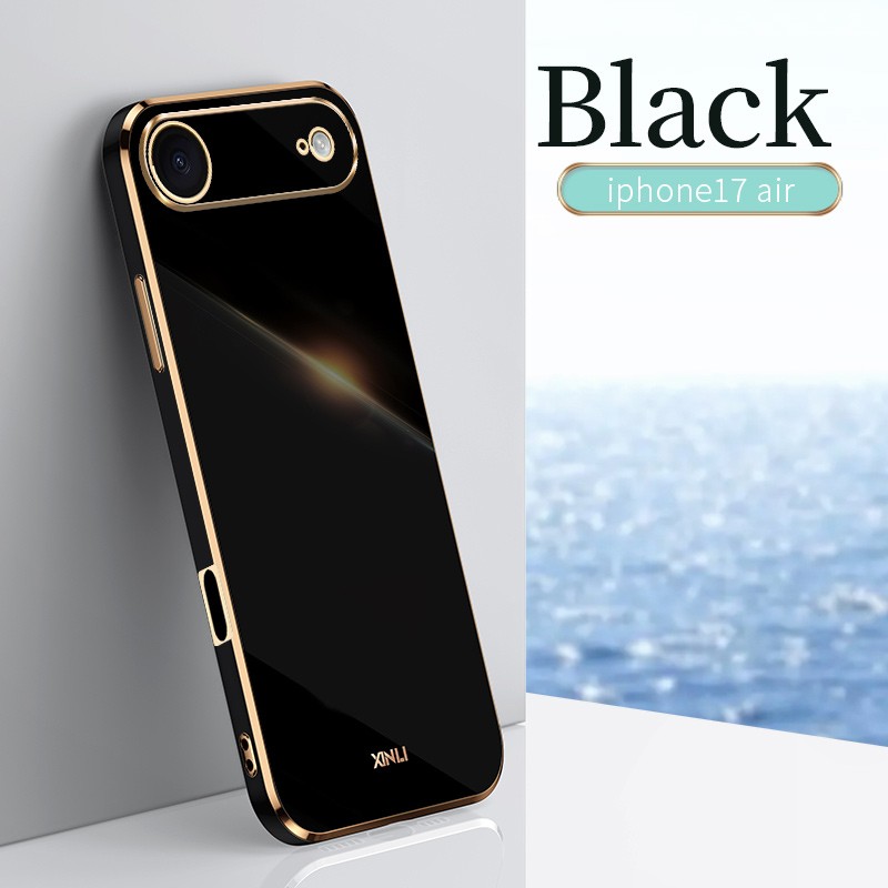 For iPhone 17 Air, Luxury Candy Color Plating Frame Soft Rubber Back Case Cover