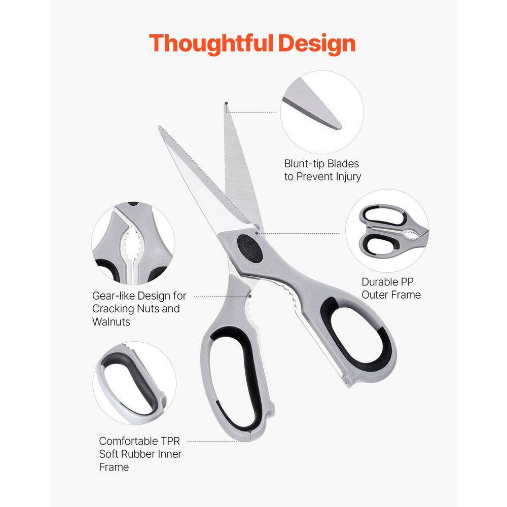 Culinary Scissors, 0.73 In., Stainless Steel, Kitchen, Shears, with Cushioned Gr