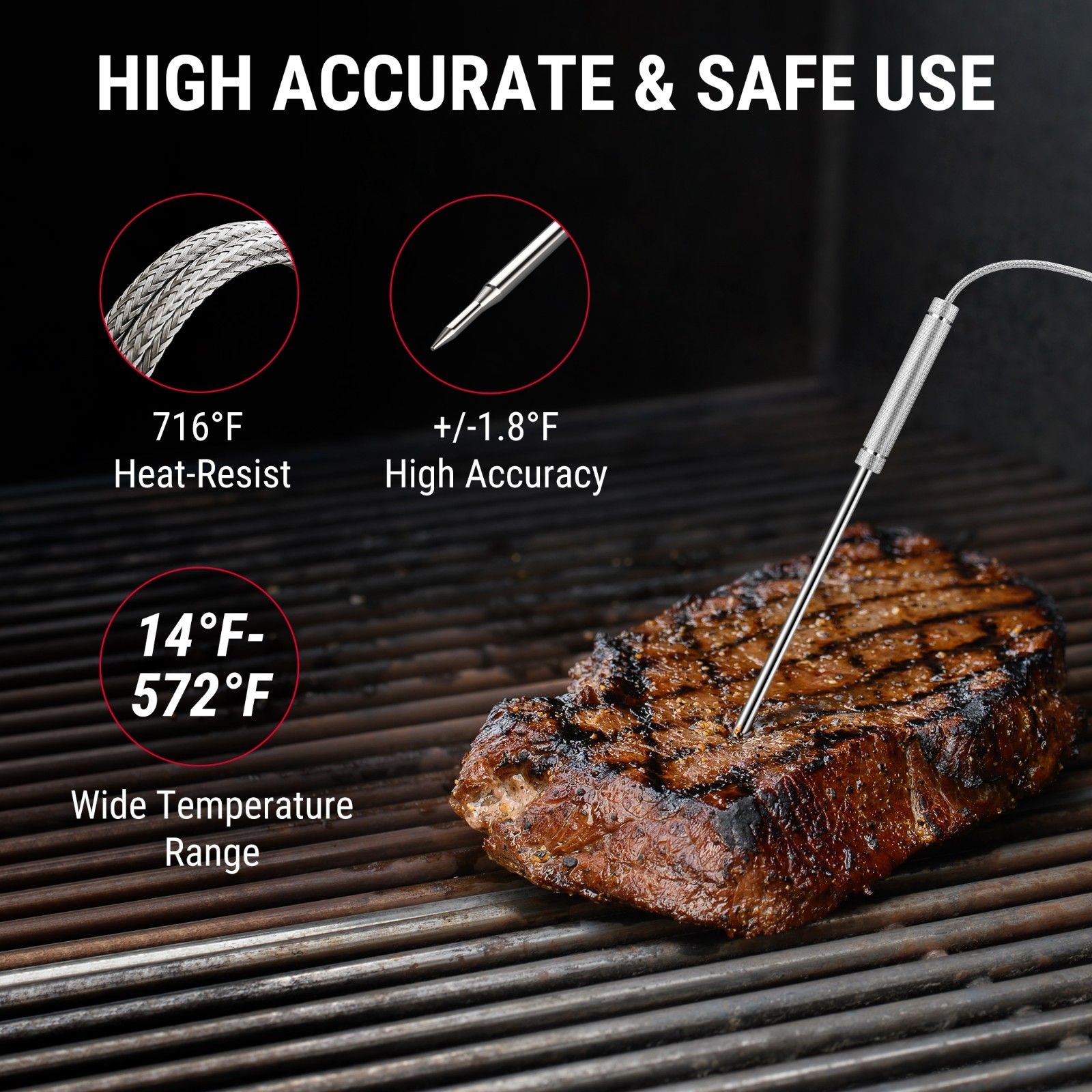 TempPro TP920 Bluetooth Wireless Meat Thermometer 4-Piece BBQ Cooking Set