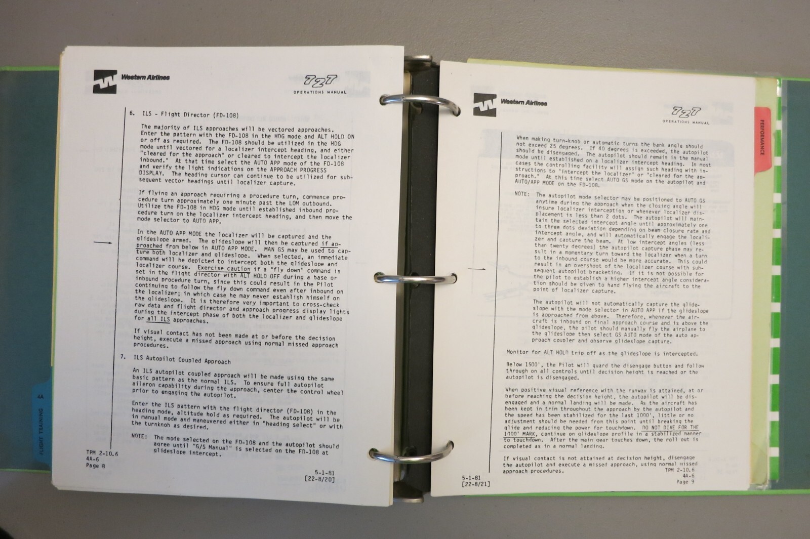 Western Airlines Boeing 727 Operations + Simulator and Flight Training Manual