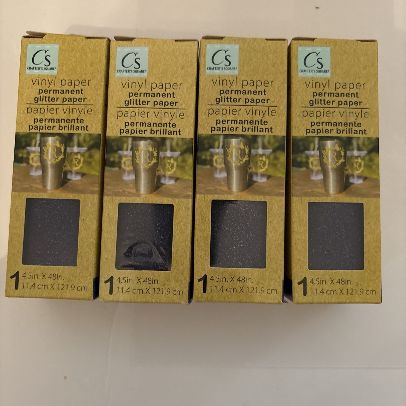 4 Crafter's Square Navy Blue Glitter Permanent Vinyl 4.5”X .48in Roll NEW