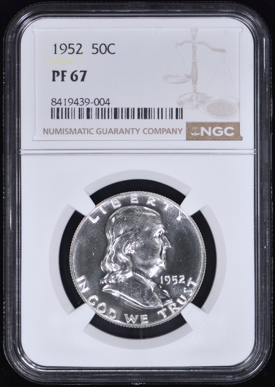 1952 Proof Franklin Half Dollar 50c NGC PF67 - Bright White Coin!