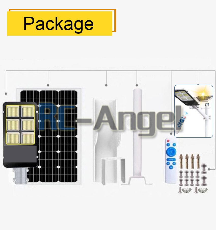 300W Commercial Solar Street Light LED Outdoor Dusk Dawn Road Lamp+Pole+Remote